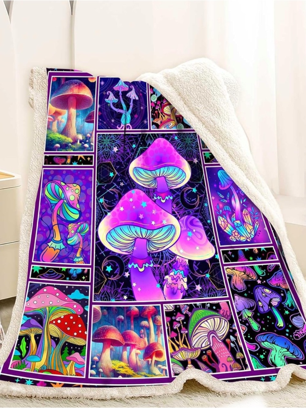 Mushroom Blanket Gifts for Women - Soft Cozy Fleece Sherpa  Blanket 60"x50"